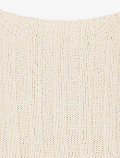 Pull côtelé ajusté à col montant - Beige - 3