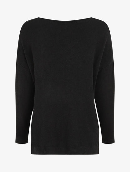 Pull ample uni col V - Noir - 2