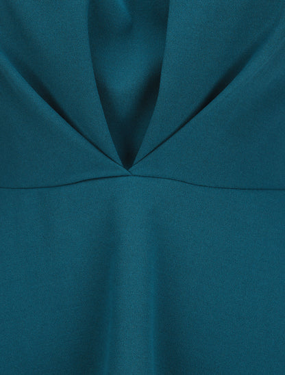 Top péplum à col américain - Bleu canard - 3