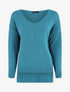 Pull ample uni col V - Bleu canard - 1