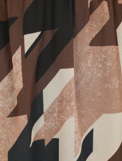 Jupe longue imprimé graphique à taille élastiquée - Noir - 3