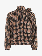 Blouse ample à pois col lavallière - Noir - 1