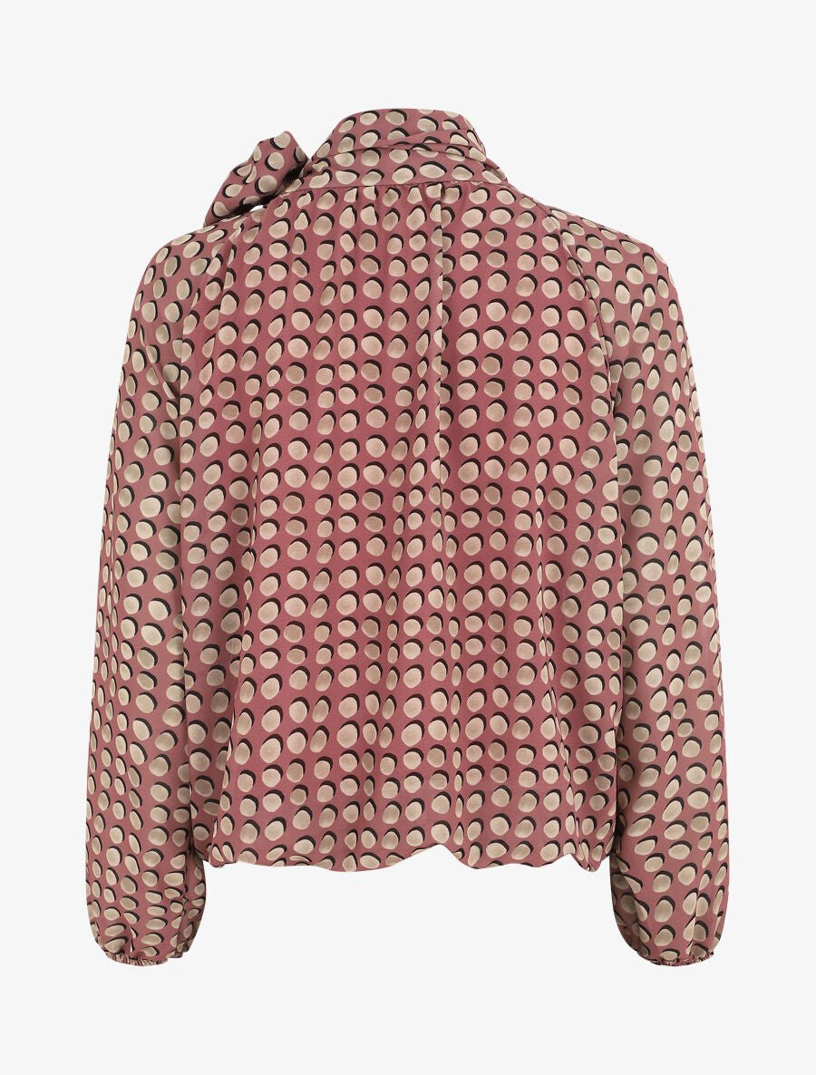 Blouse ample à pois col lavallière - Vieux rose - 2