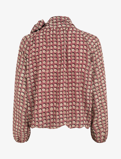 Blouse ample à pois col lavallière - Vieux rose - 2