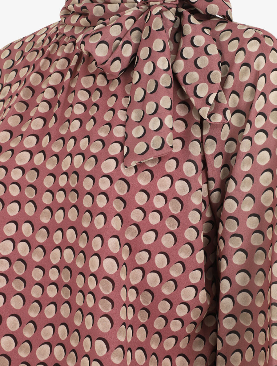 Blouse ample à pois col lavallière - Vieux rose - 3