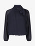 Blouse ample unie col lavallière - Marine - 5