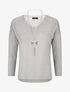 Pull droit à épaules en dentelle - Gris - 5