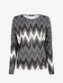 Top manches chauves-souris imprimé zig-zag irisé - Noir - 4
