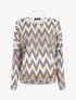 Top manches chauves-souris imprimé zig-zag irisé - Beige - 1