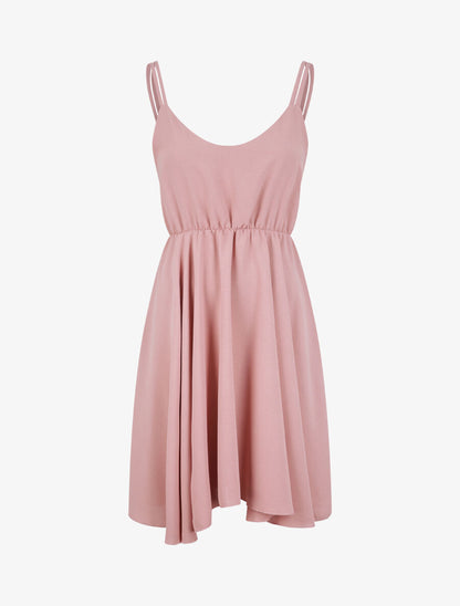 Robe empire mi-longue à double bretelles - Rose poudré - 4