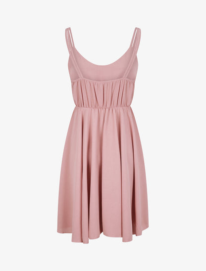 Robe empire mi-longue à double bretelles - Rose poudré - 2