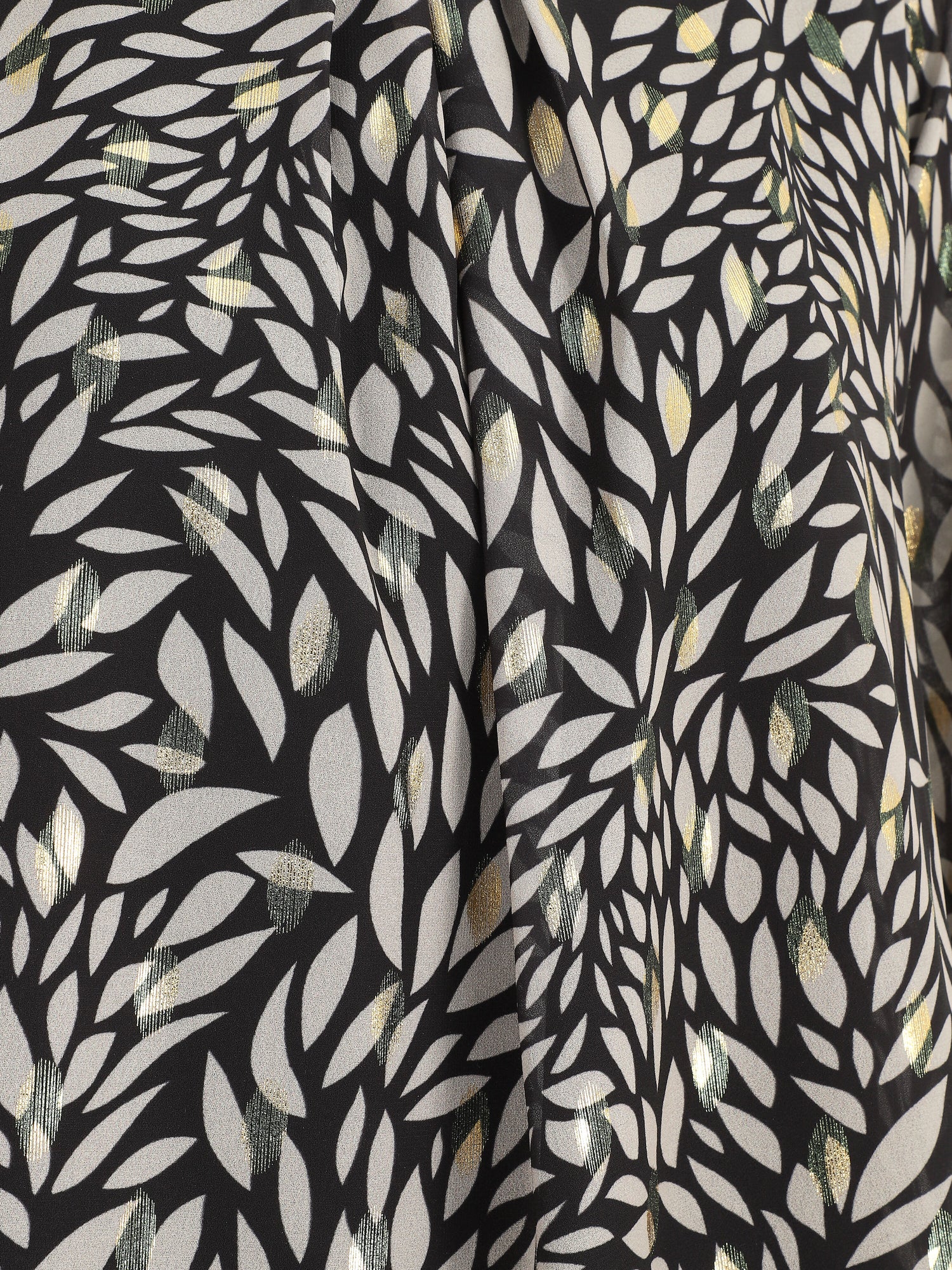 Blouse ample en voile imprimé feuilles irisées - Noir - 3