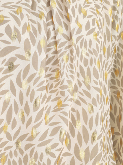 Blouse ample en voile imprimé feuilles irisées - Beige - 3