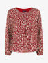 Blouse ample en voile imprimé feuilles irisées - Bordeaux - 4