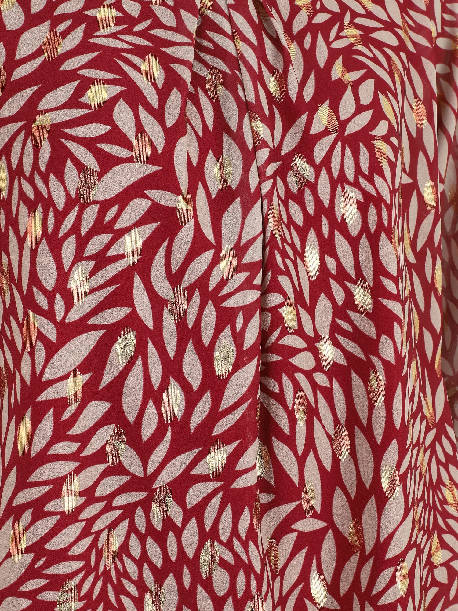 Blouse ample en voile imprimé feuilles irisées - Bordeaux - 3