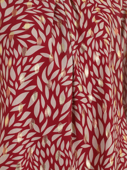 Blouse ample en voile imprimé feuilles irisées - Bordeaux - 3