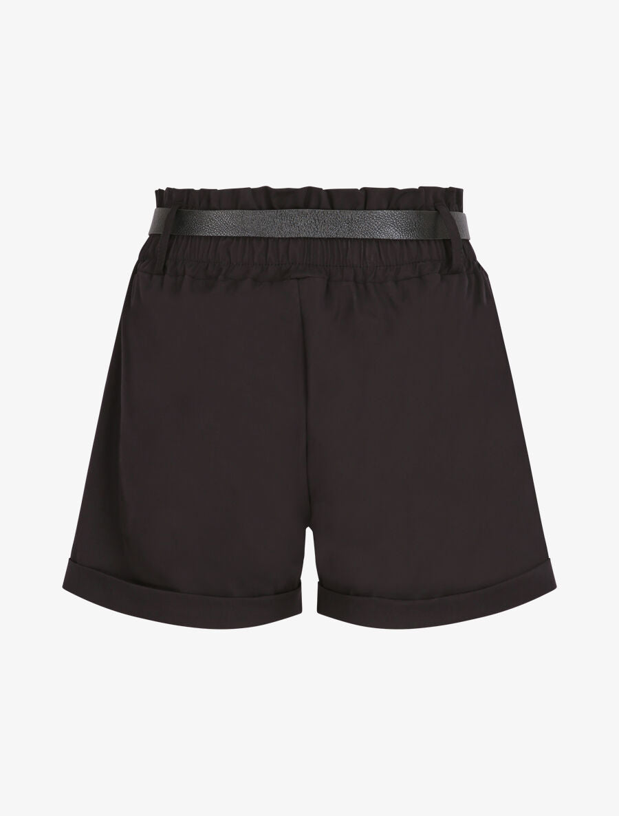 Short droit uni à taille haute élastiquée - Noir - 2