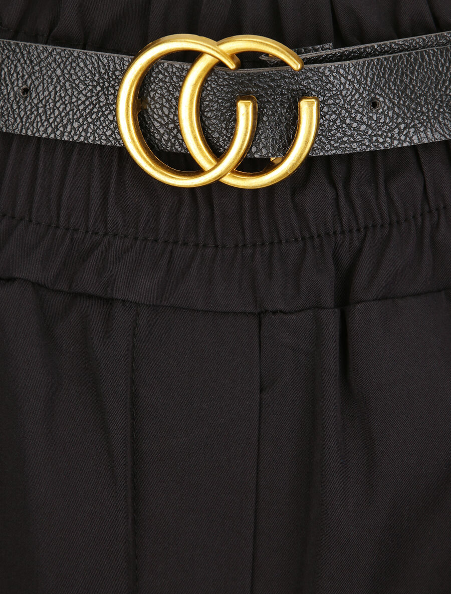 Short droit uni à taille haute élastiquée - Noir - 3