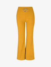 Pantalon flare taille haute à boucle - Moutarde - 1