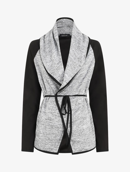 Gilet bi-matière col châle - Gris - 4
