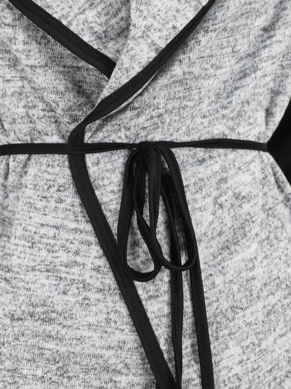 Gilet bi-matière col châle - Gris - 3