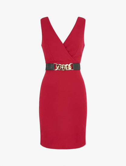 Robe courte ajustée sans manches - Framboise - 5