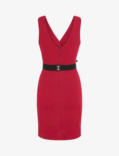 Robe courte ajustée sans manches - Framboise - 3