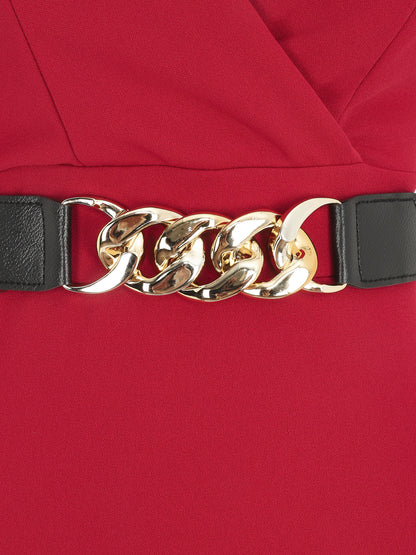 Robe courte ajustée sans manches - Framboise - 4