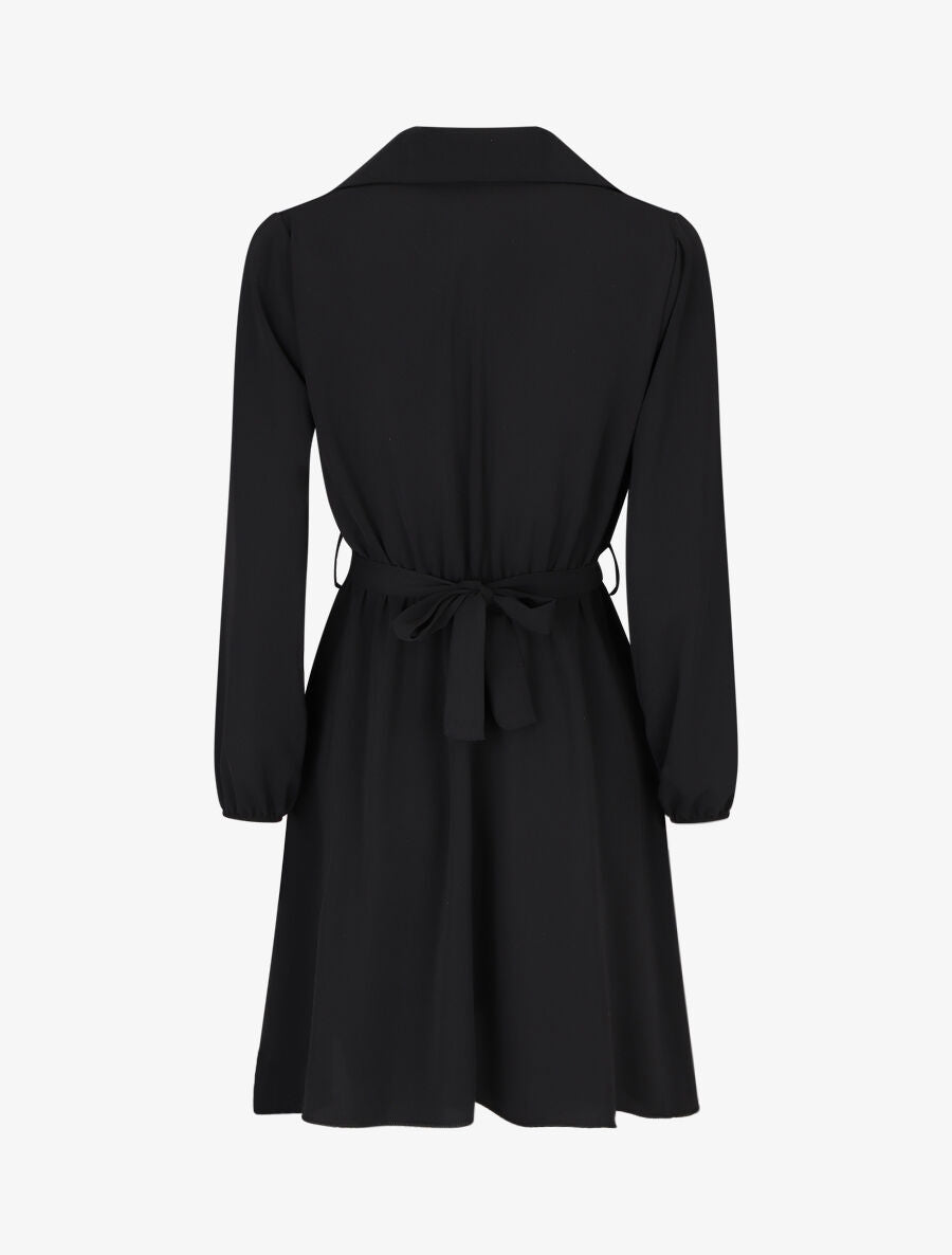 Robe chemise unie coupe patineuse - Noir - 2