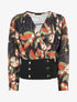 Blouse cache-coeur imprimée à boutons décoratifs - Noir - 1