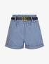 Short droit uni à taille haute élastiquée - Bleu gris - 1