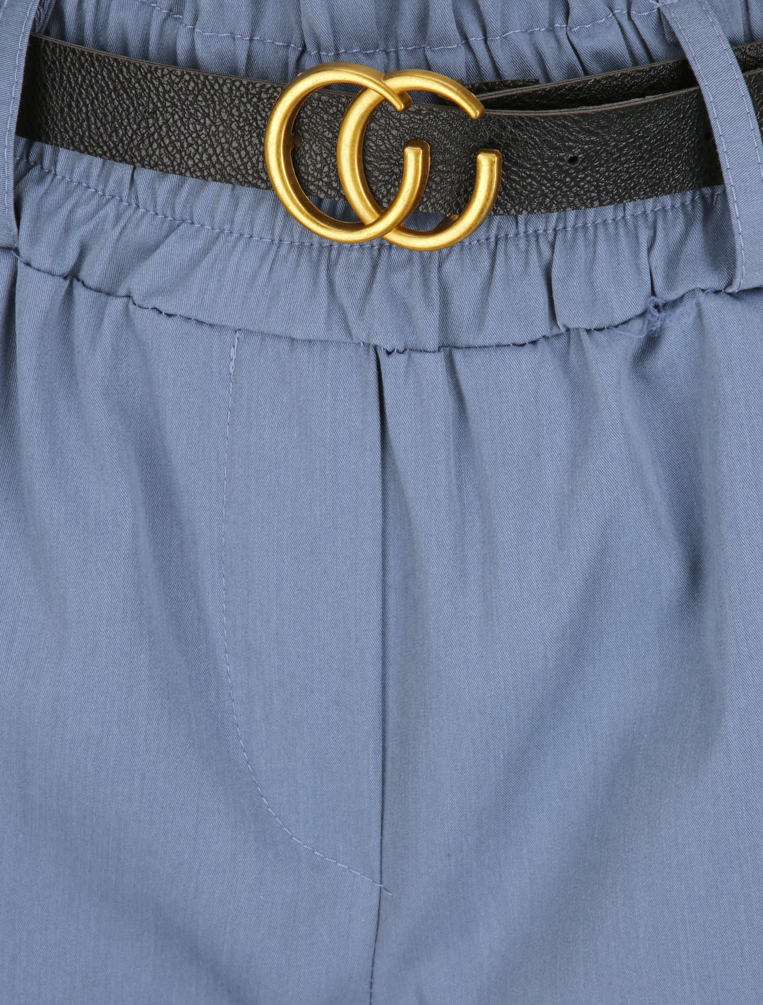 Short droit uni à taille haute élastiquée - Bleu gris - 3