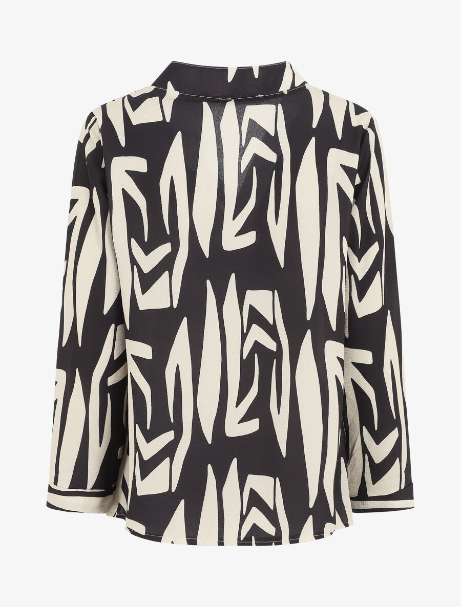 Blouse fluide à imprimé graphique - Noir - 2