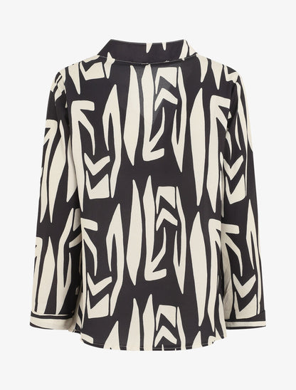 Blouse fluide à imprimé graphique - Noir - 2
