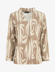 Blouse fluide à imprimé graphique - Beige - 1