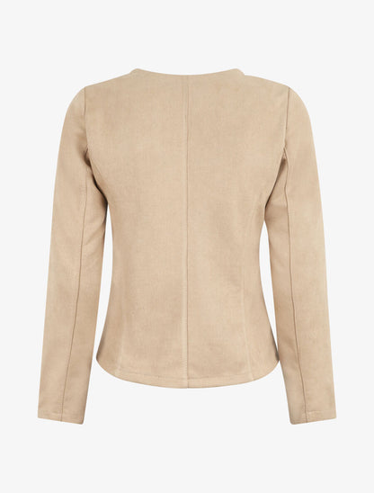 Veste ouverte en suédine - Beige - 2