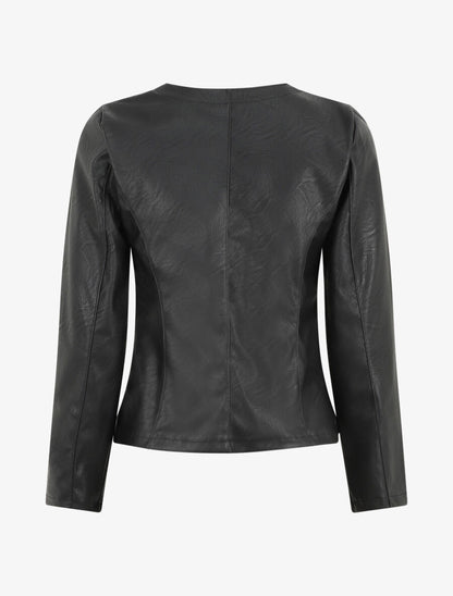 Veste ouverte en simili - Noir - 2