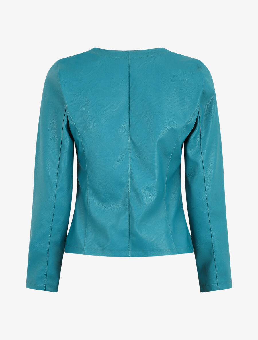 Veste ouverte en simili - Bleu canard - 2