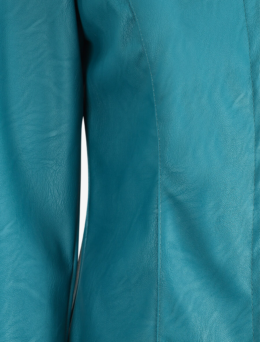 Veste ouverte en simili - Bleu canard - 3