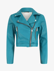 Perfecto court en simili - Bleu canard - 1