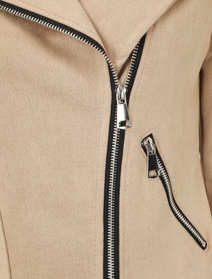 Veste style perfecto en suédine - Beige - 3