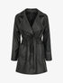 Veste mi-longue en simili - Noir - 5