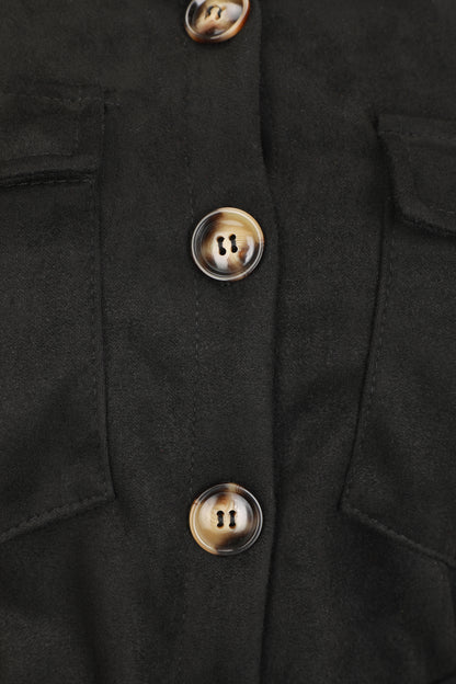 Surchemise uni en suédine - Noir - 3