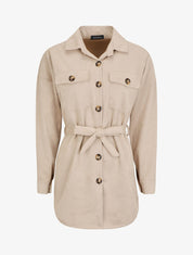 Surchemise uni en suédine - Beige - 4