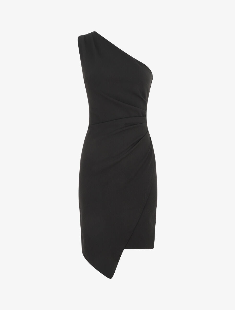 Robe à bretelles asymétriques effet drapé - Noir - 4