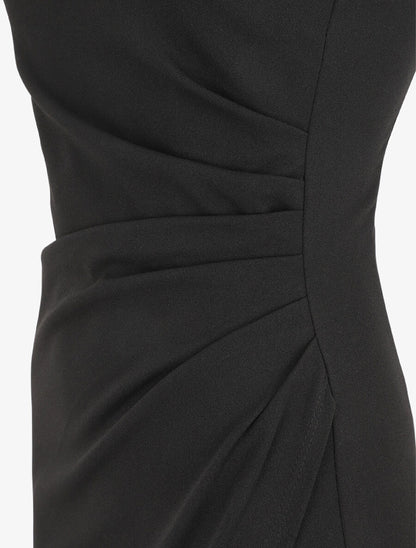 Robe à bretelles asymétriques effet drapé - Noir - 3