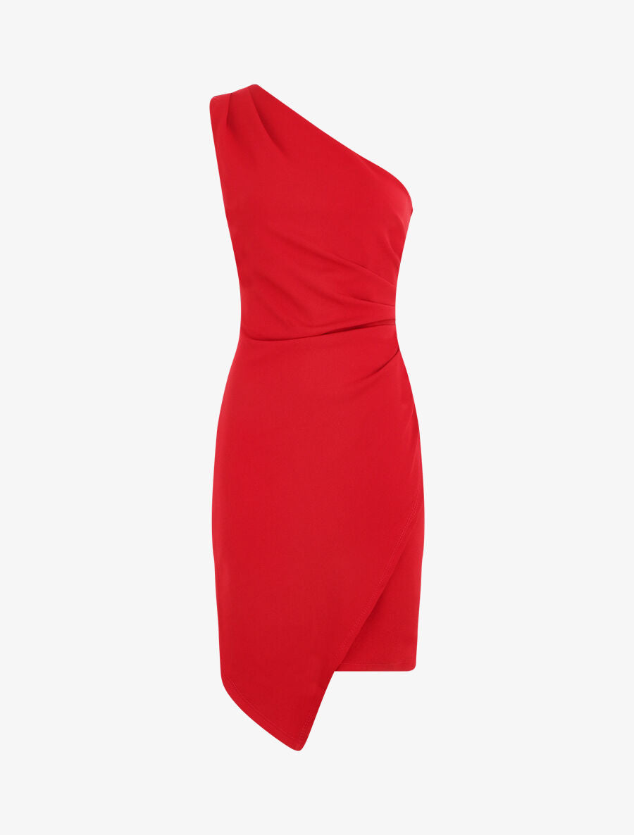 Robe à bretelles asymétriques effet drapé - Rouge - 5