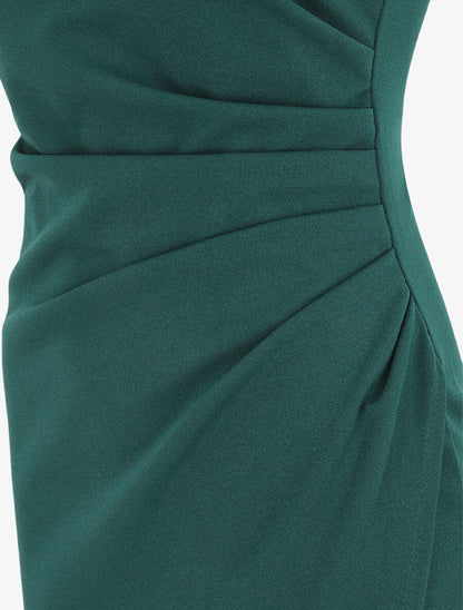 Robe à bretelles asymétriques effet drapé - Vert sapin - 4