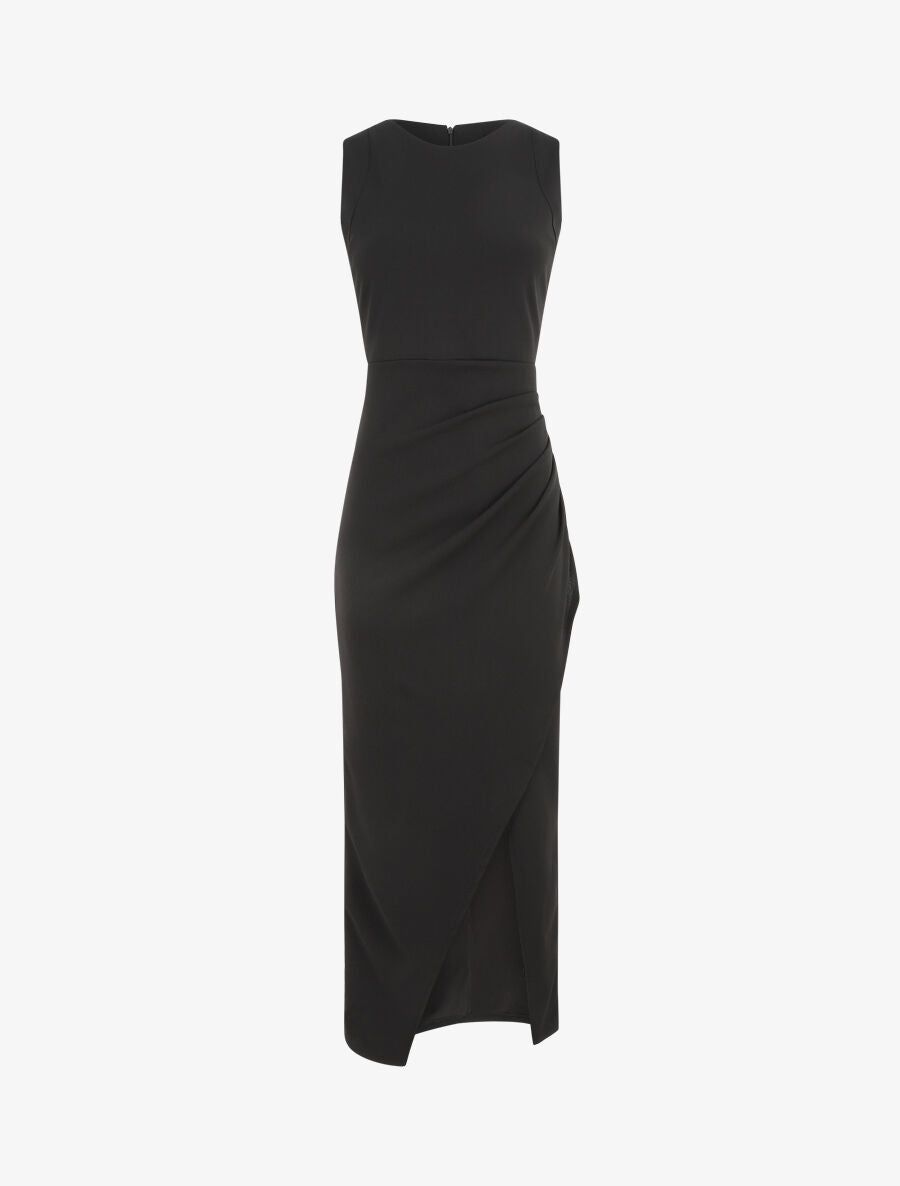 Robe longue drapée sans manches - Noir - 1
