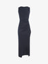 Robe longue drapée sans manches - Marine - 4